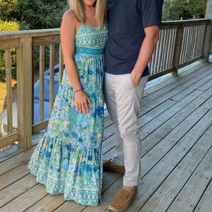 Lulus True Delights Green & Blue Maxi Dress